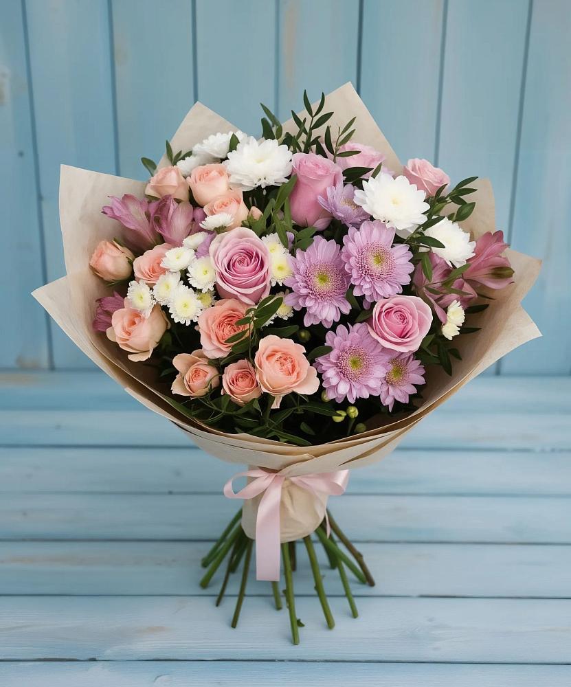 Букет цветов из: Хризантемы, Розы и Альстромерии в Симферополе