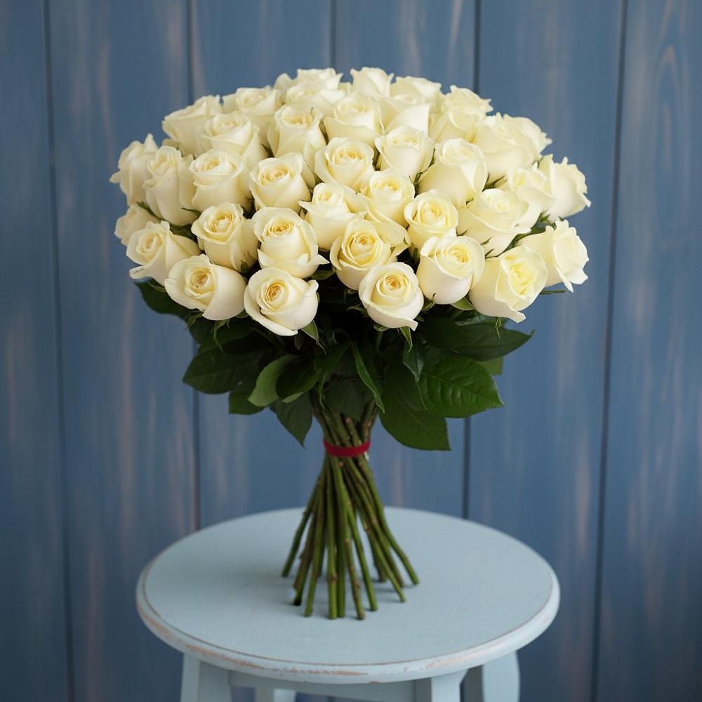 Букет 51 Белая роза Эдлесс Лав в Симферополе