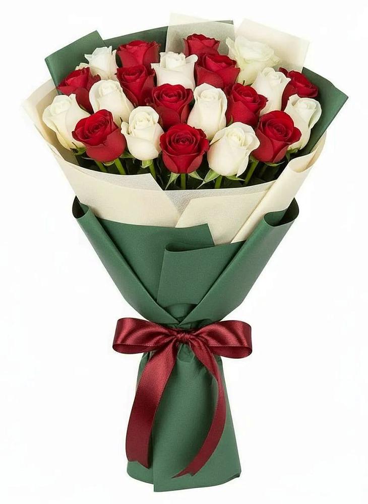 Букет Микс из красных и белых роз в Симферополе