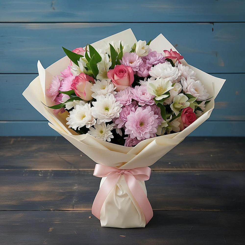 Букет цветов из: Хризантемы, Альстромерии и Розы в Симферополе